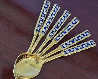 Gold wash enamel spoons