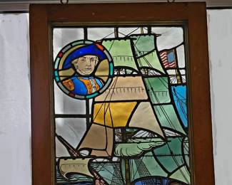 Large John Paul Jones theme stained glass window