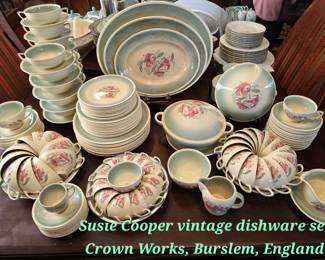 Susie Cooper vintage dishware set. Crown Works, Burslem, England.