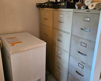 freezer, filing cabinets, briefcases, wallpaper