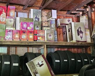 Beautiful lights for every part of the home in original boxes!! Per our amazing automotive technician the tires may not be suitable for car use due to year/condition. I know a ton of people that use them for gardens :)