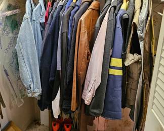 jackets, coats, hats, boots, tennis shoes