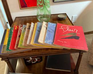 Vintage Flair Magazine Collection and antique side table
