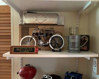 Harley Davidson diecast bike, teleflora car containers