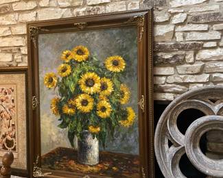 huge sunflower signed painting   