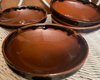 small set of pottery bowls - really nice  glaze in person on these very pretty