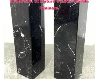 Lot 13 Pr Black Marble Modernist Display Pedestals. Sculpture Stands. Marble laminate.