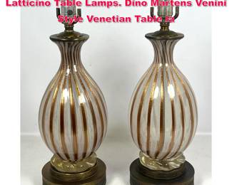 Lot 518 Mid Century Modern Murano Italian Latticino Table Lamps. Dino Martens Venini Style Venetian Table la