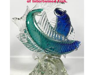 Lot 136 Hand Blown Murano Glass sculpture of Intertwined Fish. 