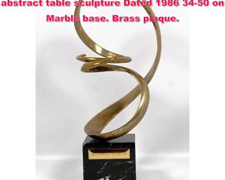 Lot 168 TOM BENNETT Kindred Spirits abstract table sculpture Dated 1986 3450 on Marble base. Brass plaque.