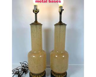 Lot 341 Pr. Speckled glass table lamps on metal bases