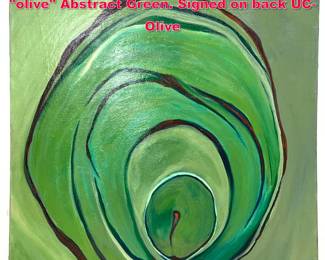 Lot 408 P. Jones 2005 Painting on canvas. olive Abstract Green. Signed on back UCOlive