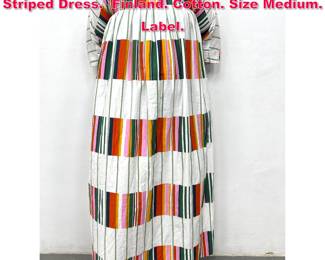 Lot 464 MARIMEKKO Colorful Banded Striped Dress. Finland. Cotton. Size Medium. Label. 