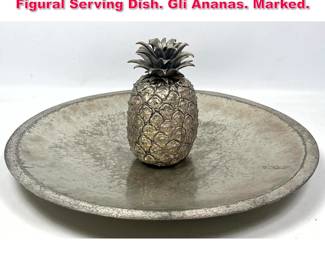 Lot 56 Italian F.M.C. Silver Plate Pineapple Figural Serving Dish. Gli Ananas. Marked. 
