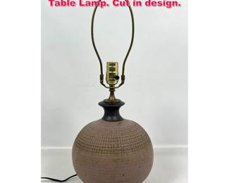 Lot 204 Artist signed Stoneware Pottery Table Lamp. Cut in design. 