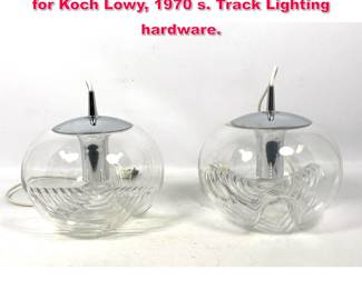 Lot 24 2pc Peill and Putzler Pendant Lights for Koch Lowy, 1970 s. Track Lighting hardware. 