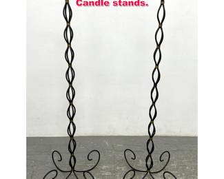 Lot 426 Pair Tall Decorative Hairpin Iron Candle stands. 