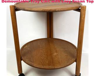 Lot 453 Danish Modern Denmark Teak Demountable Tray Cart with Lazy Susan Top