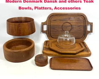 Lot 556 Large Lot Teak Tablewares. Danish Modern Denmark Dansk and others Teak Bowls, Platters, Accessories