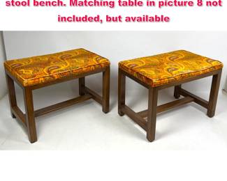 Lot 455 Pair Edward Wormley for Dunbar stool bench. Matching table in picture 8 not included, but available 