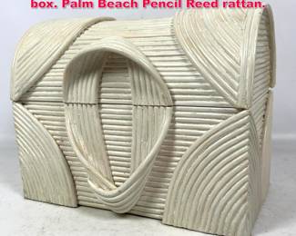 Lot 527 Betty Cobonpue style jewelry chest box. Palm Beach Pencil Reed rattan.