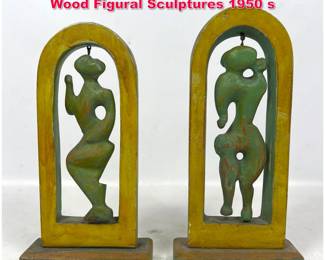 Lot 188 Pair ROBERT LOHMAN Abstract Wood Figural Sculptures 1950 s