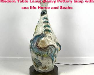 Lot 90 Marcello FANTONI Figural Italian Modern Table Lamp. Heavy Pottery lamp with sea life Horse and Seaho