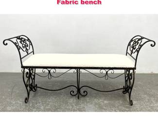 Lot 568 Decorative Wrought iron and boucle Fabric bench