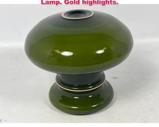 Lot 127 Small Vintage Green Glass Table Lamp. Gold highlights. 