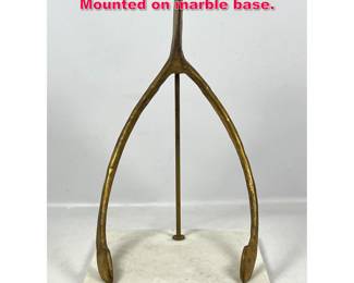 Lot 167 Large Gilt Iron Wishbone Sculpture. Mounted on marble base. 