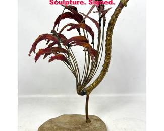 Lot 190 John Steck Mixed Metal Peacock Sculpture. Signed.