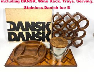 Lot 466 Collection Teak Modern Table Ware including DANSK. Wine Rack. Trays. Serving. Stainless Danish Ice B