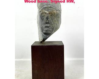 Lot 553 Waldman Soapstone sculpture. Wood base. Signed HW, 