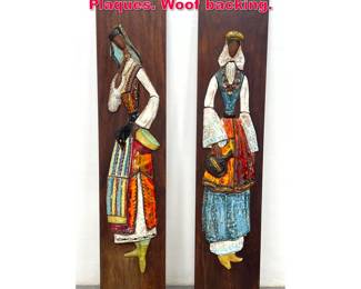 Lot 326 Pair Harris Strong Attribute Tile Wall Plaques. Woof backing. 