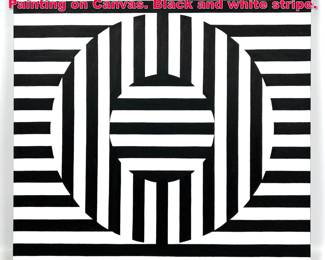 Lot 369 TIM RAY FISHER Acrylic Op Art Painting on Canvas. Black and white stripe. 