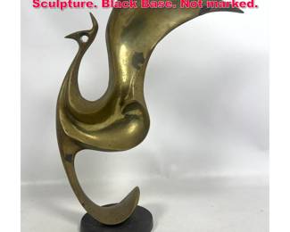 Lot 155 Stylized Brass Bird Modernist Sculpture. Black Base. Not marked. 