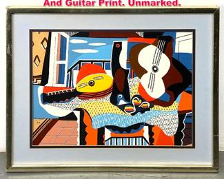 Lot 354 AFTER PABLO PICASSO Mandolin And Guitar Print. Unmarked.