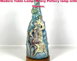 Lot 88 Marcello FANTONI Figural Italian Modern Table Lamp. Heavy Pottery lamp with figures.