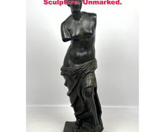 Lot 47 Vintage Bronze Venus de Milo Sculpture. Unmarked. 