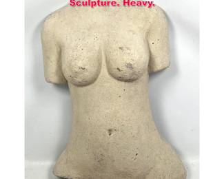 Lot 110 Concrete Decorative Female Torso Sculpture. Heavy. 