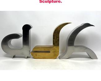 Lot 186 3pcs Steel and Brass Table Sculpture. 