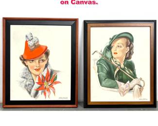 Lot 115 2pcs Aldo Felice Fashion Paintings on Canvas. 
