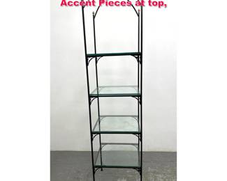 Lot 49 Black Iron 4 Shelf Etagere with Brass Accent Pieces at top, 