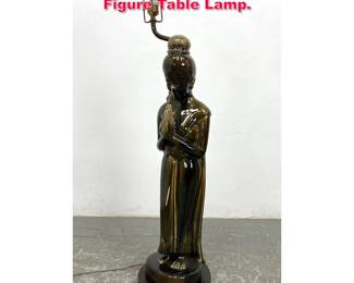 Lot 533 Large Glazed Pottery Asian Female Figure Table Lamp. 