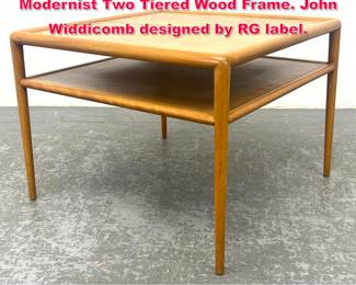 Lot 502 ROBSJOHN GIBBINGS Side Table. Modernist Two Tiered Wood Frame. John Widdicomb designed by RG label. 