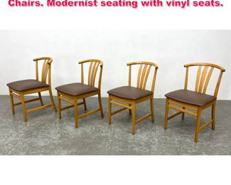 Lot 495 Set 4 Wishbone design Dining Chairs. Modernist seating with vinyl seats. 