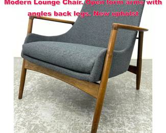 Lot 499 KOFOD LARSEN for SELIG Danish Modern Lounge Chair. Open form arms with angles back legs. New upholst