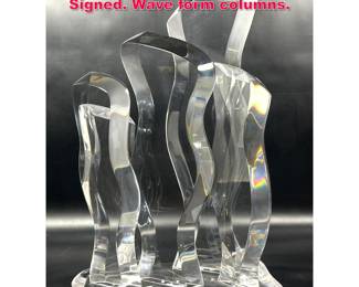 Lot 259 VAN TEAL Lucite Acrylic Sculpture. Signed. Wave form columns. 