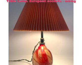 Lot 258 Mid Century Modern Ikora Glass Table Lamp. European sockets wiring