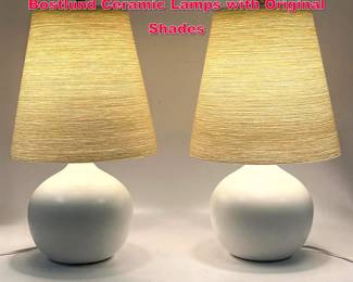 Lot 299 Pair of Mid Century Modern Lotte Bostlund Ceramic Lamps with Original Shades